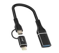 LinQ Adattatore OTG USB a Lightning e USB-C Trasferimento Veloce, Nero
