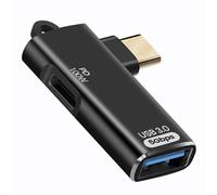 LinQ Adattatore OTG USB a USB-C Ricarica USB-C 100W Trasferimento 5Gbps Nero
