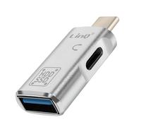 LinQ, Adattatore OTG USB e USB C a USB C Trasferimento Veloce, Argento