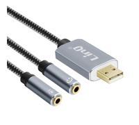 LinQ, Adattatore Splitter USB a 2 Jack 3.5mm Audio e Microfono U3532, Grigio