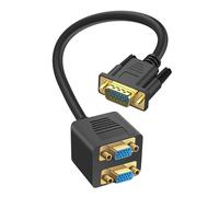 LinQ, Adattatore video da VGA maschio a due VGA femmina compatto e robusto, Nero