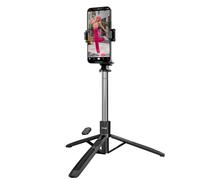 LinQ Bastone Selfie Bluetooth con Treppiede Stabile Supporto Rotante, Nero