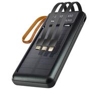 LinQ Batteria di emergenza solare 15000mAh, cavo Micro-USB Lightning USB-C USB