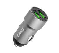 LinQ, Caricabatterie da auto con due USB Quick Charge 2,4A, Argento