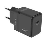 LinQ, Caricabatterie da muro USB-C Power Delivery 33W design compatto, Nero