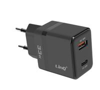 LinQ Caricabatterie da Parete 33W USB-C PD PPS + USB 18W Nero PD3452 CE