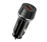 LinQ, Caricatore Auto 38W USB-C + USB Ricarica Rapida Design Carbonio, Nero