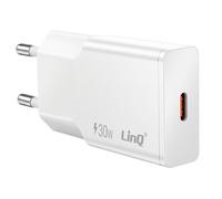 LinQ, Caricatore da Muro Extra Piatto con Porta USB-C Power Delivery 30W, Bianco
