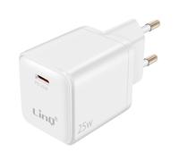 LinQ, Caricatore da Muro USB-C Power Delivery 25W Carica Veloce Compatto, Bianco
