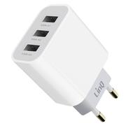 LinQ, Caricatore da Parete Triplo USB Potenza 15.5W Formato Compatto, Bianco