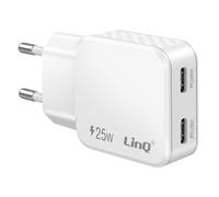 LinQ, Caricatore Universale Doppia Porta USB-C 25W Power Delivery, Bianco
