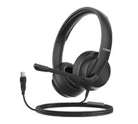 LinQ, Cuffie con Microfono USB per PC e Mac Chiamate Chiare Cavo 2m, Nero