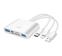 LinQ Hub 3 in 1 Lettore Schede SD / USB / USB-C / Lightning, Bianco