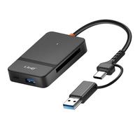 LinQ, Hub 8 in 1 Lettore Schede USB e USB-C Funzione Carica Smartphone, Nero