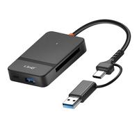 LinQ, Hub 8 in 1 Lettore Schede USB e USB-C Funzione Carica Smartphone, Nero