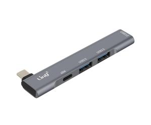 LinQ, Hub USB-C 4 in 1 con ricarica USB-C 60W e 3 porte USB 3.0 e 2.0, Argento
