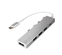 LinQ, Hub USB-C con 4 porte USB trasmissione veloce 5 Gbps funzione OTG, Argento