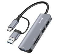 LinQ, Hub USB-C e USB con USB 3.0 + 2x USB 2.0 e lettore di schede SD e TF, Nero