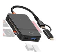 LinQ Hub USB-C + Lightning Multiporta Lettore di Schede OTG Versatile, Nero
