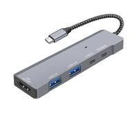 LinQ, Hub USB-C Multiporta 5-in-1 HDMI 4K 60Hz USB e Carica PD 100W, Grigio