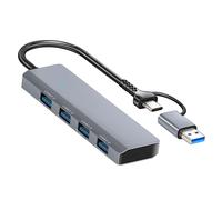 LinQ, Hub USB USB C 4 in 1 con 4 porte USB 3.0 Trasferimento Dati Veloce, Grigio