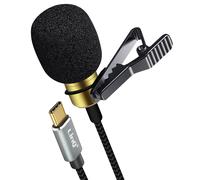 LinQ, Microfono lavalier USB-C suono omnidirezionale morsetto cavo 2 metri, Nero
