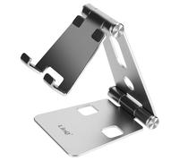 Mini supporto da tavolo argento pieghevole per smartphone, LinQ, ultra compatto