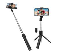 LinQ Selfie stick con treppiede e telecomando Bluetooth, Nero
