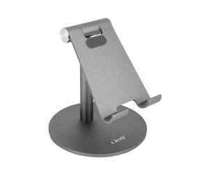 LinQ, Supporto Scrivania Tablet Smartphone Base Stabile Cerniera HD3286, Grigio