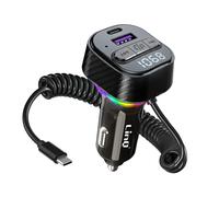 LinQ, Trasmettitore Accendisigari FM Bluetooth con Cavo USB-C Spirale PD 30W