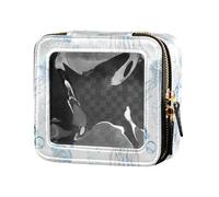 linqin Art Blue Meduse Clear Mini Makeup Bag Viaggio Toiletry Bag Skin Care Bag per Viaggio, Medusa Art Blue, 1 size