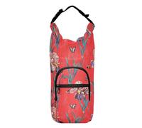 linqin Art Iris, borsa per bottiglia d'acqua rossa, pieghevole, isolata, per escursionismo, adatta per bottiglie da 60/61/91/1134 ml