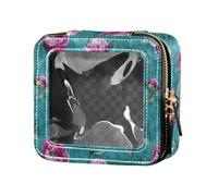 linqin Art Viola Peonie Trasparente Mini Makeup Bag Borse Da Viaggio per Articoli Da Toeletta Trucco Sacchetto Organizzatore per Viaggio, Peonie Viola Art, 1 size