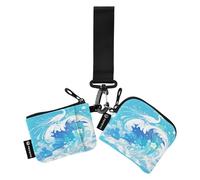 linqin Beauty Bird - Portamonete doppio porta carte di credito, organizer compatto con cerniera, per uomini e donne, confezione da 2, Beauty Bird Blu, 1 size