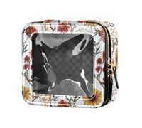 linqin Beauty case con fiori autunnali e girasoli, impermeabile, trasparente, con cerniera, organizer portatile per il trucco da viaggio, Fiori d'autunno Girasoli, 1 size