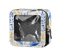 linqin Beauty case da viaggio da donna, colore blu cielo profondo, con grano, trasparente, 1 taglia unica, Grano Blu Cielo Profondo, 1 size