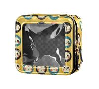 linqin Beauty case da viaggio trasparente con faccine di animali carini, impermeabile, da viaggio, organizer per cosmetici, per viaggi, simpatiche facce di animali, 1 taglia, Simpatici volti di