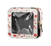 linqin Beauty case da viaggio trasparente con fiori di garofano rosso, Fiori di volpi carine, 1 size