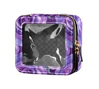 linqin Beauty case da viaggio trasparente con rose viola profondo, impermeabile, borsa da toeletta da viaggio con cerniera per il viaggio, Rose viola intenso, 1 size