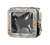 linqin Beauty case estetico con lama grigio impermeabile trasparente borsa da toilette con cerniera piccola borsa cosmetica per borsa per volare, Llama Estetico Grigio, 1 size