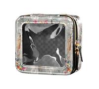 linqin Beauty case estetico grigio chiaro con lama per borsa da toilette con cerniera mini contenitori per trucco per le donne, Llama Estetico Grigio, 1 size