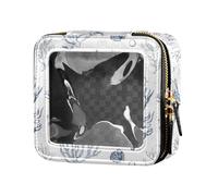 linqin Beauty case in pelle trasparente con coralli estetici per borsa da toilette in pelle piccola borsa cosmetica per borsa da viaggio, Coralli Estetici, 1 size