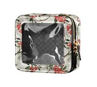linqin Beauty case in pelle trasparente con frutta fresca Rowanberry borsa da viaggio per cosmetici da viaggio, Frutta fresca di sorbo, 1 size