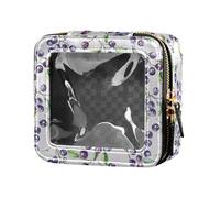 linqin Beauty case in pelle trasparente viola Saskatoon Berry Fruit Beauty case da viaggio per donne, Frutto di bacche viola Saskatoon, 1 size