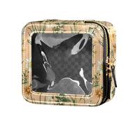 linqin Beauty case trasparente con fiori autunnali e narcisi, con cerniera, per cosmetici, Narciso Pesca, 1 size