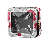 linqin Beauty case trasparente con garofano rosso con cerniera per volare, Garofano Rosso, 1 size