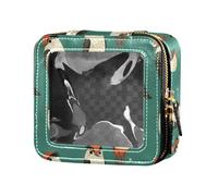 linqin Beauty case trasparente da viaggio con uccellini picchi verdi carino beauty case con cerniera per cosmetici per volare, Picchio Uccelli Verde, 1 size