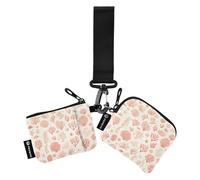 linqin Beauty Coral Beige doppio portafoglio da polso per le donne grande capacità porta carte d'identità protezione con portachiavi per uomini donne 2 pezzi, Beauty Beige Corallo, 1 size