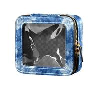 linqin Blue Unique Dahlia Borsa per il trucco trasparente per borsa da toilette con cerniera Borsa per la cura della pelle per le donne, Blu Unico Dalia, 1 size