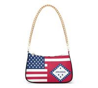linqin Borsa a tracolla con catena da donna con tasche interne multiple | Bandiera degli Stati Uniti Arkansas, facile da pulire, catena in oro massiccio, decorazione per viaggi nel fine settimana